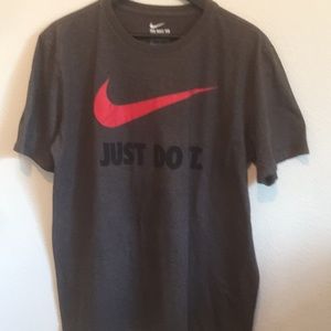 Nike gray Tee with swoosh in red just do it XL